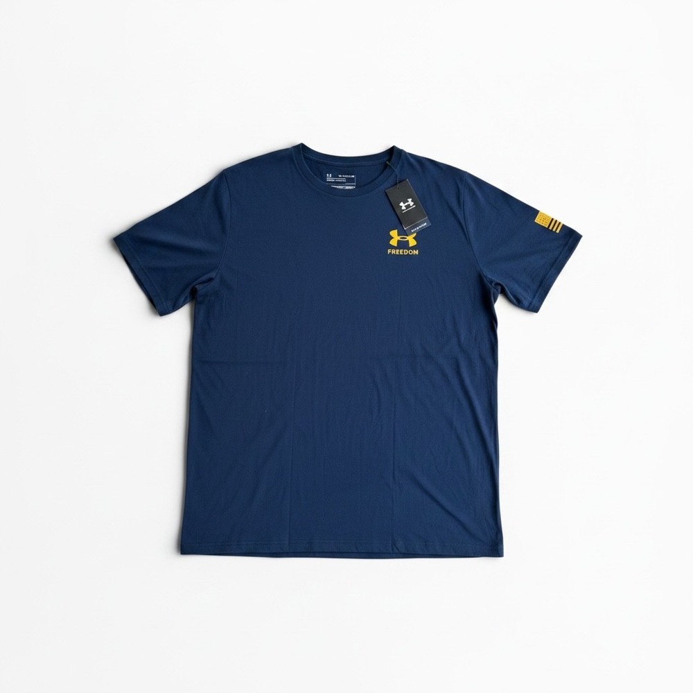 Under Armour Mens Freedom Flag T-Shirt Navy Blue Yellow‎ XXL 1370810 NEW